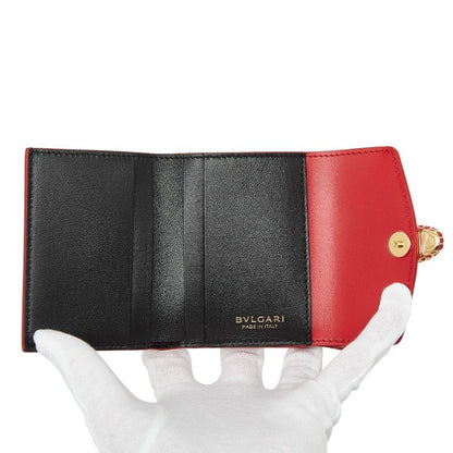 BVLGARI Serpenti Trifold Wallet Compact Wallet Pink Patent Leather Women's
