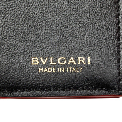 BVLGARI Serpenti Trifold Wallet Compact Wallet Pink Patent Leather Women's