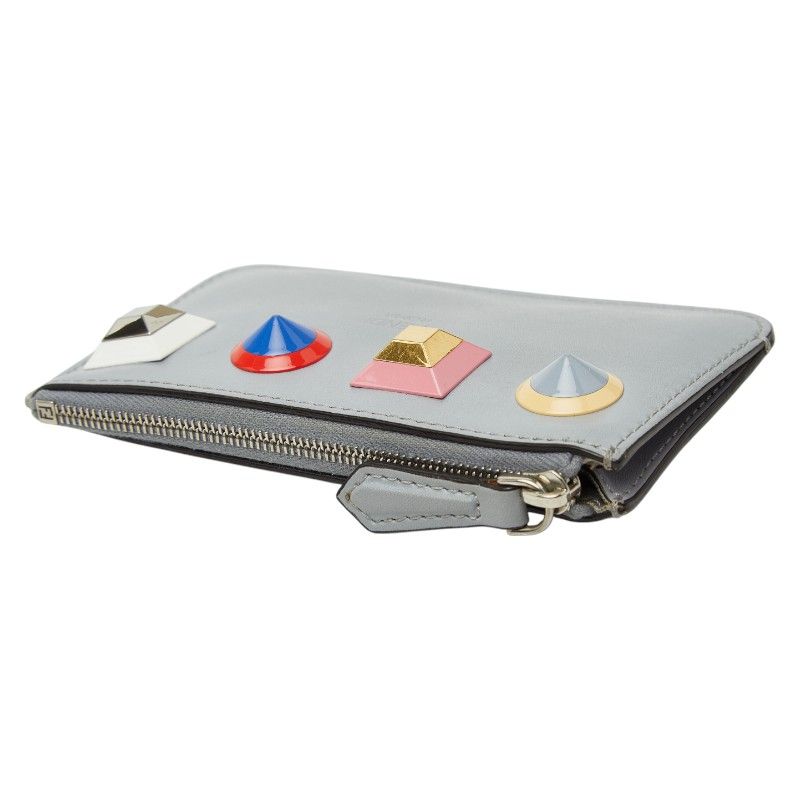 FENDI Studded Coin Case Key Case 8ap151 Gray - Multicolor - Leather Women's