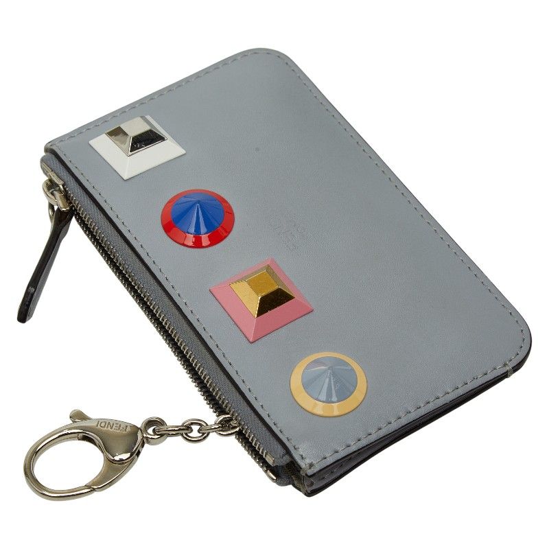 FENDI Studded Coin Case Key Case 8ap151 Gray - Multicolor - Leather Women's