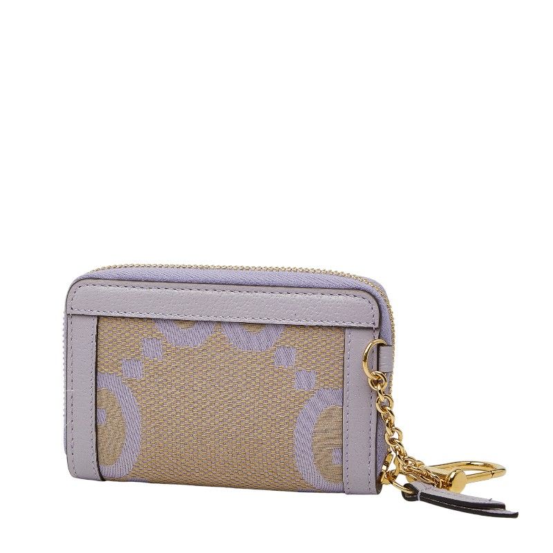 GUCCI Jumbo Gauthenticity Card Case Coin Case 726503 Beige Purple Canvas