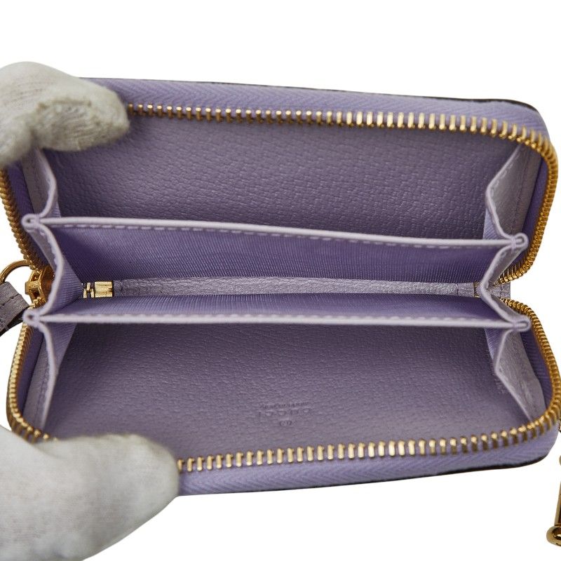 GUCCI Jumbo Gauthenticity Card Case Coin Case 726503 Beige Purple Canvas