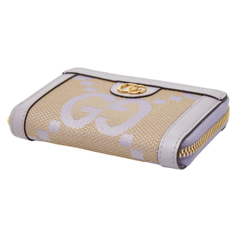 GUCCI Jumbo Gauthenticity Card Case Coin Case 726503 Beige Purple Canvas