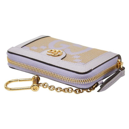 GUCCI Jumbo Gauthenticity Card Case Coin Case 726503 Beige Purple Canvas