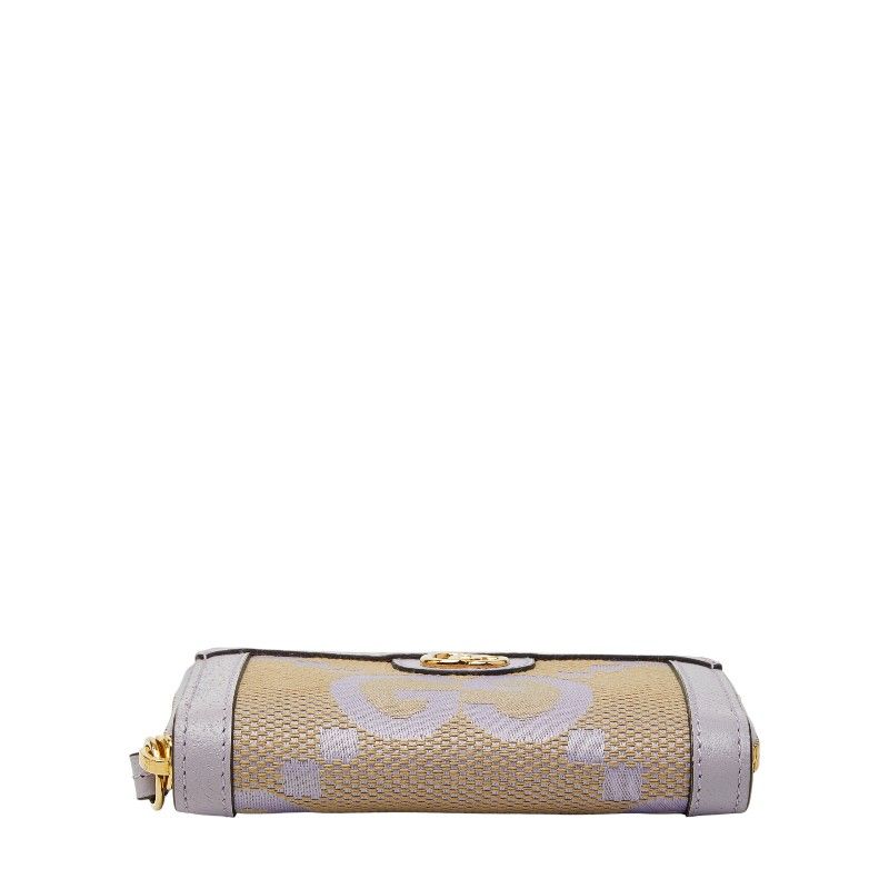 GUCCI Jumbo Gauthenticity Card Case Coin Case 726503 Beige Purple Canvas