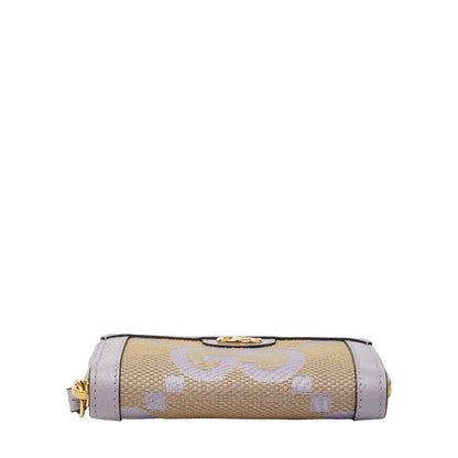 GUCCI Jumbo Gauthenticity Card Case Coin Case 726503 Beige Purple Canvas
