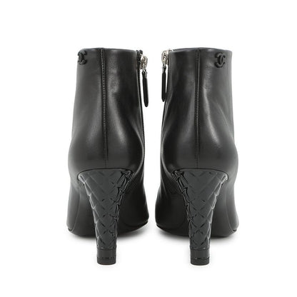 Chanel Short Boots CC Logo Patent Leather 37 1 2C