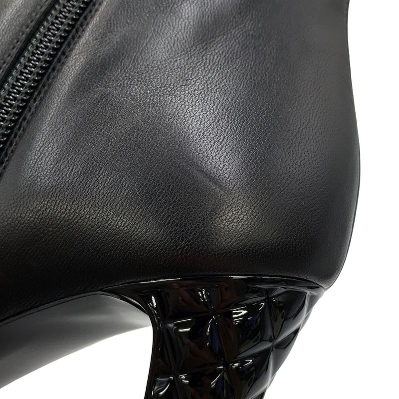 Chanel Short Boots CC Logo Patent Leather 37 1 2C