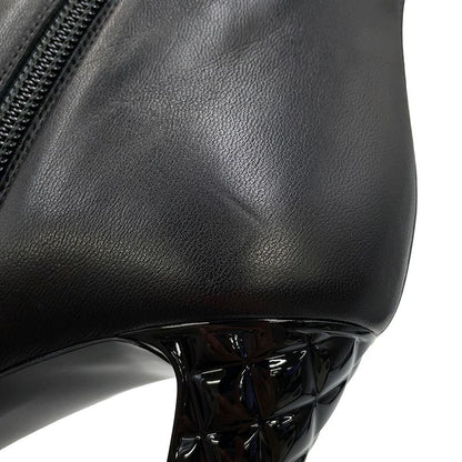 Chanel Short Boots CC Logo Patent Leather 37 1 2C