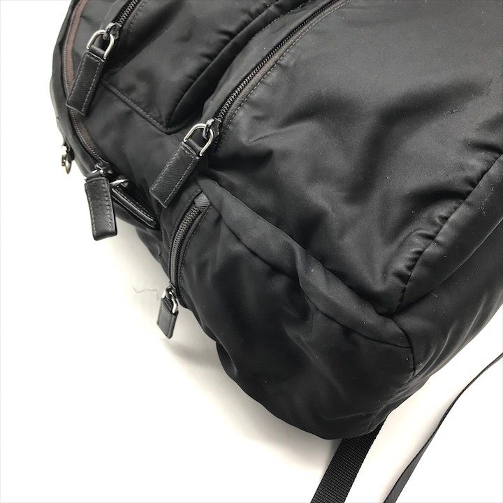 Prada Nylon Tessuto Triangle Logo Backpack Black