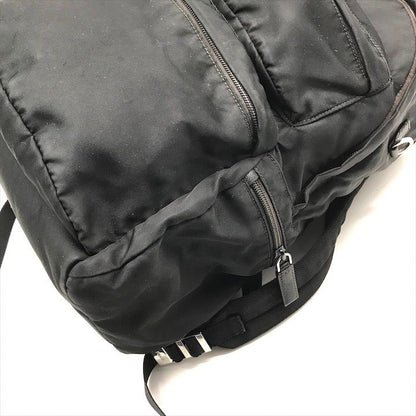 Prada Nylon Tessuto Triangle Logo Backpack Black