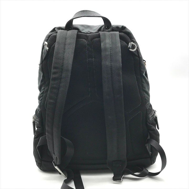 Prada Nylon Tessuto Triangle Logo Backpack Black