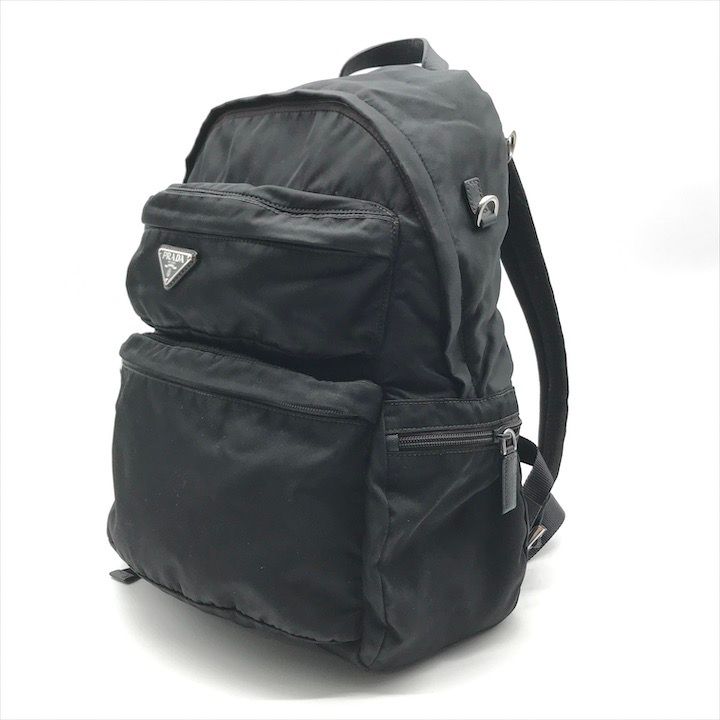 Prada Nylon Tessuto Triangle Logo Backpack Black