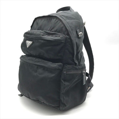 Prada Nylon Tessuto Triangle Logo Backpack Black