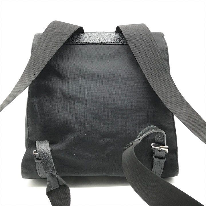 Gucci Nylon Canvas Jackie Silver Backpack Black