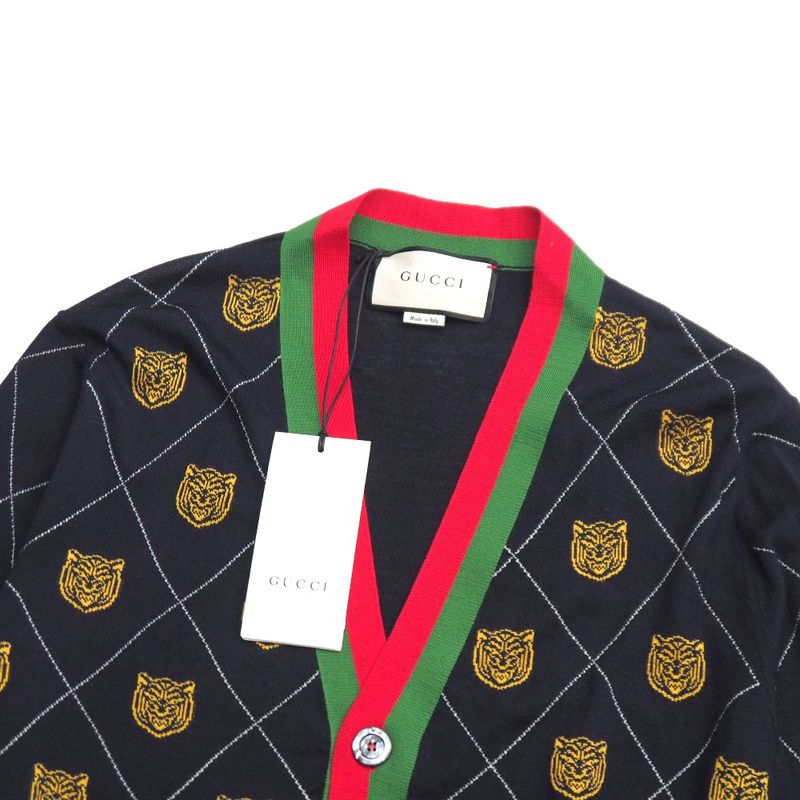 Gucci Cardigan M Taiga Sherry Navy - Yellow - Red Green