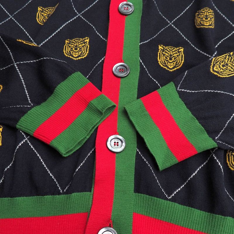 Gucci Cardigan M Taiga Sherry Navy - Yellow - Red Green