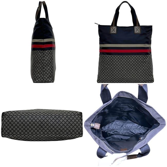 GUCCI Tote Bag Navy Red Diamante 268112 Lightweight Light