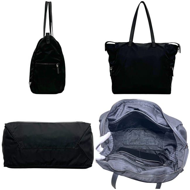 PRADA Tote Bag Black NERO Tessuto 2vg026