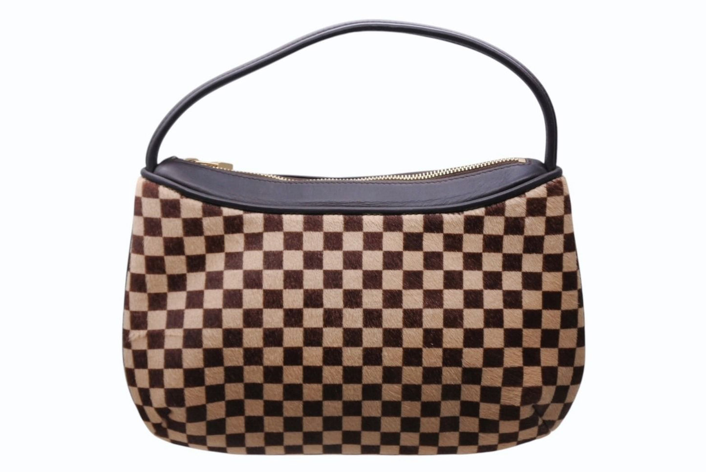 Louis Vuitton Damier Sauvage Tiger Handbag Calf Hair Leather Brown Gold