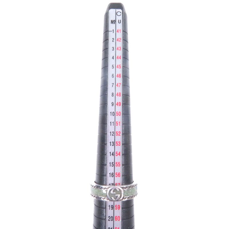GUCCI 645573 Ag925 Enamel Interlocking G Ring -ring Silver- Green 18 Made In