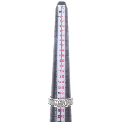 GUCCI 645573 Ag925 Enamel Interlocking G Ring -ring Silver- Green 18 Made In