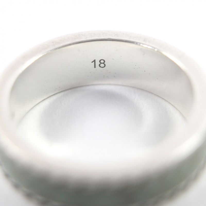 GUCCI 645573 Ag925 Enamel Interlocking G Ring -ring Silver- Green 18 Made In