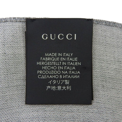 GUCCI Wool Silk Blend GG Pattern Fringe Shawl Gray 45 X 180cm Made
