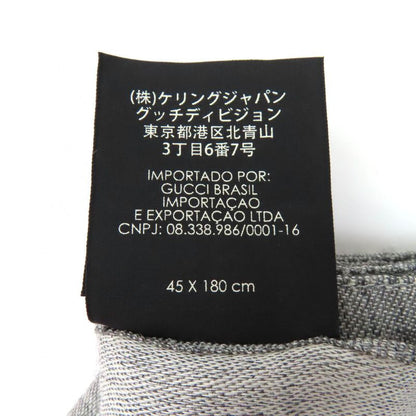 GUCCI Wool Silk Blend GG Pattern Fringe Shawl Gray 45 X 180cm Made