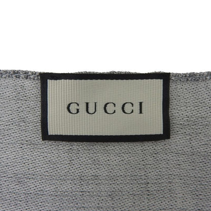 GUCCI Wool Silk Blend GG Pattern Fringe Shawl Gray 45 X 180cm Made