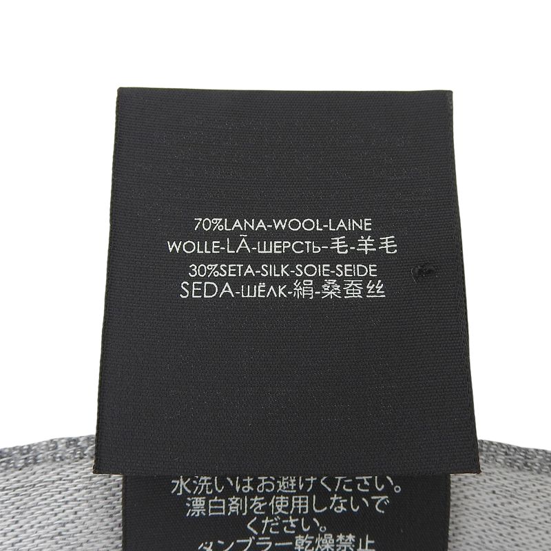 GUCCI Wool Silk Blend GG Pattern Fringe Shawl Gray 45 X 180cm Made