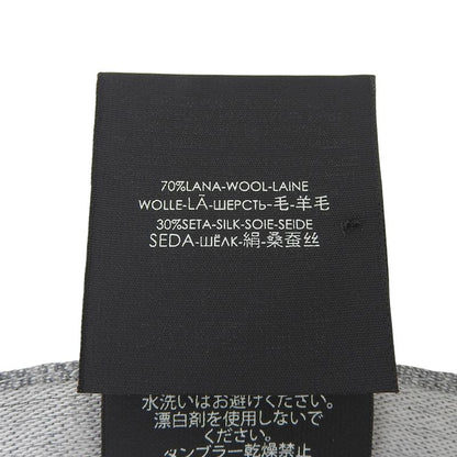 GUCCI Wool Silk Blend GG Pattern Fringe Shawl Gray 45 X 180cm Made