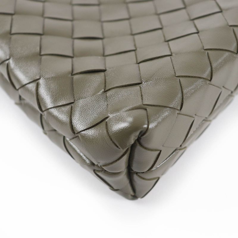 Bottega Veneta Intrecciato leather shoulder bag in khaki with dust bag
