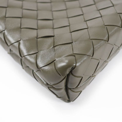 Bottega Veneta Intrecciato leather shoulder bag in khaki with dust bag