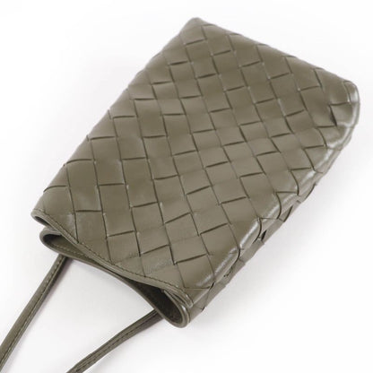 Bottega Veneta Intrecciato leather shoulder bag in khaki with dust bag