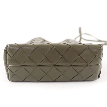 Bottega Veneta Intrecciato leather shoulder bag in khaki with dust bag