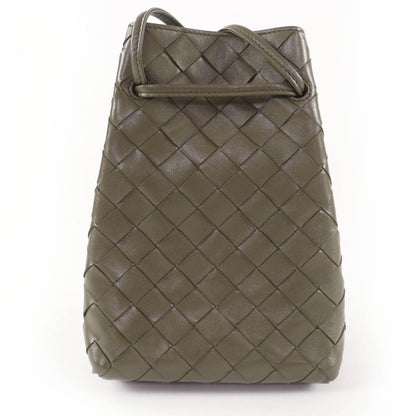 Bottega Veneta Intrecciato leather shoulder bag in khaki with dust bag