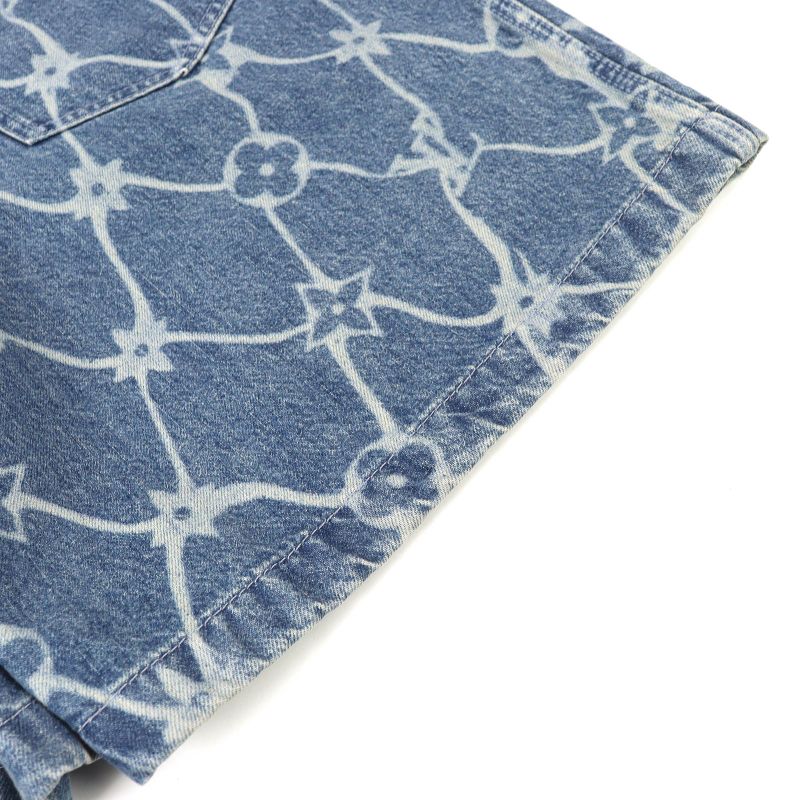 Louis Vuitton 24AW 100% Cotton Monogram Print Denim Shorts Indigo Blue-31 Made