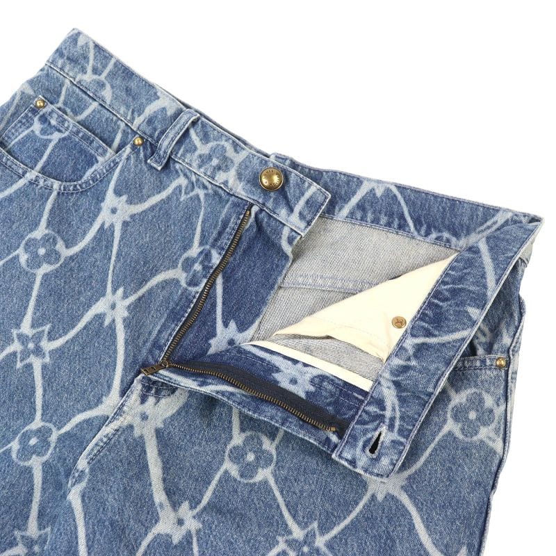 Louis Vuitton 24AW 100% Cotton Monogram Print Denim Shorts Indigo Blue-31 Made