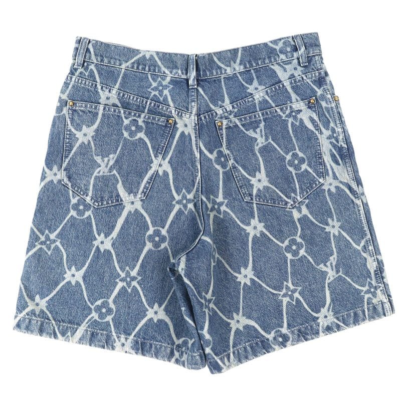 Louis Vuitton 24AW 100% Cotton Monogram Print Denim Shorts Indigo Blue-31 Made
