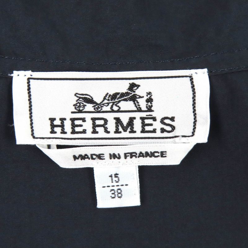 HERMES H566160h2 100% Cotton Zip Up Hooded Blouson Jacket Light Hand Navy