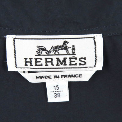 HERMES H566160h2 100% Cotton Zip Up Hooded Blouson Jacket Light Hand Navy