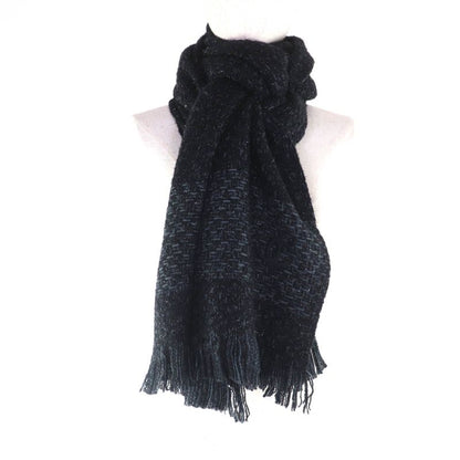 CHANEL Cashmere Blend Coco Mark Embroidered Lamé With Fringe Large Shawl Black