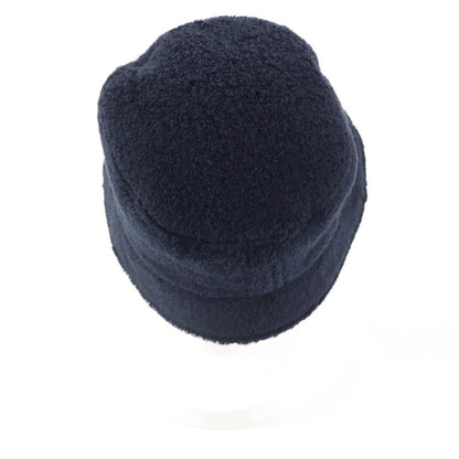CHANEL 21V 100% Cotton Coco Mark Plate Pile Bucket Hat Navy M Made In Italy