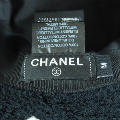CHANEL 21V 100% Cotton Coco Mark Plate Pile Bucket Hat Navy M Made In Italy