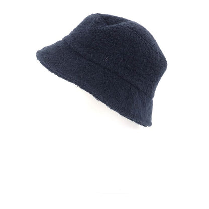CHANEL 21V 100% Cotton Coco Mark Plate Pile Bucket Hat Navy M Made In Italy