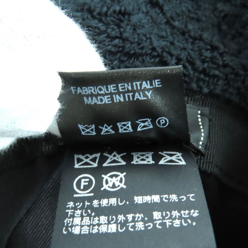CHANEL 21V 100% Cotton Coco Mark Plate Pile Bucket Hat Navy M Made In Italy