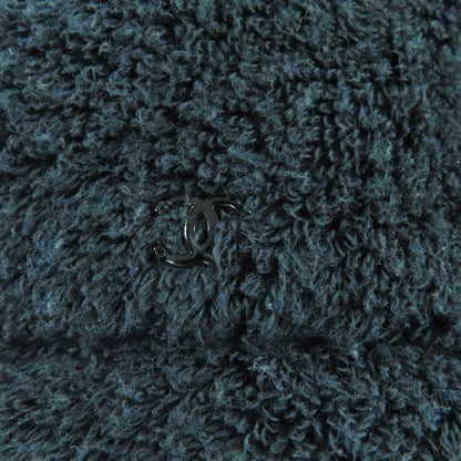 CHANEL 21V 100% Cotton Coco Mark Plate Pile Bucket Hat Navy M Made In Italy