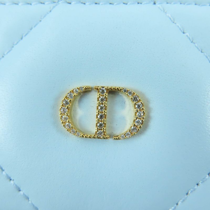 Christian DIOR 25AW DIOR Caro Freesia Crystal Card Holder - Lambskin Card Case