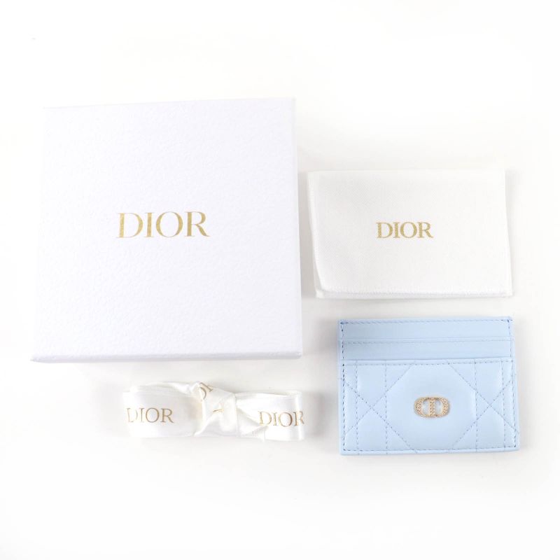 Christian DIOR 25AW DIOR Caro Freesia Crystal Card Holder - Lambskin Card Case